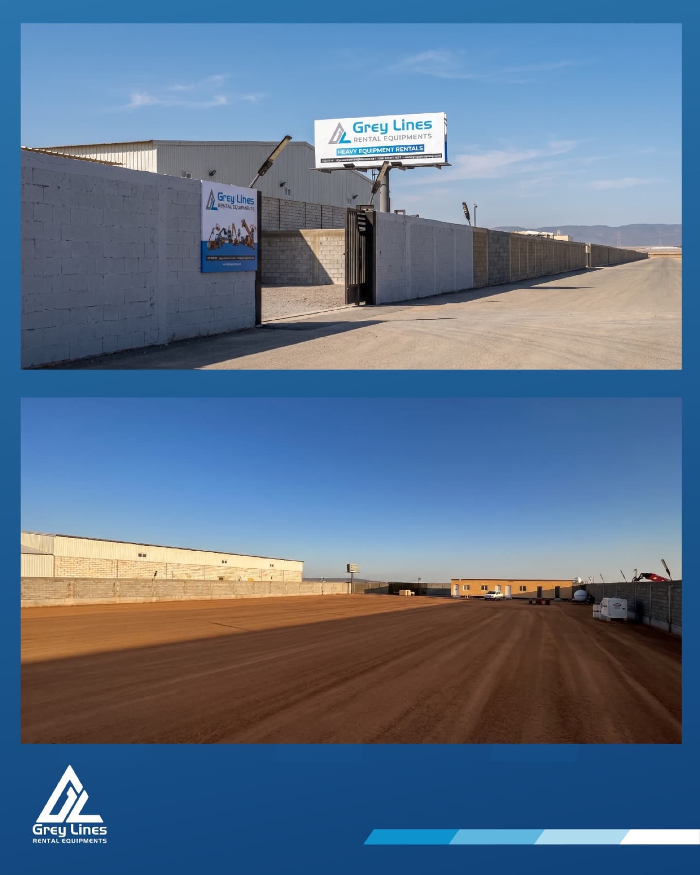 Exterior entrance and open staging area at the Asfan equipment yard
