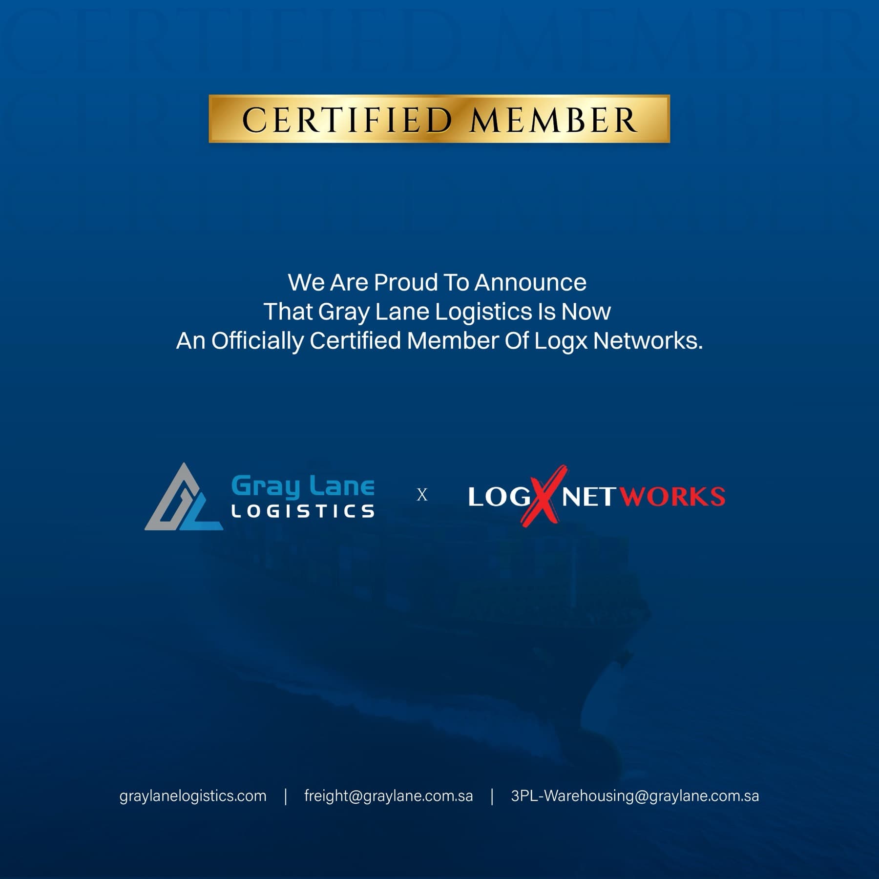 Gray Lane Logistics certified LOGX Networks member
