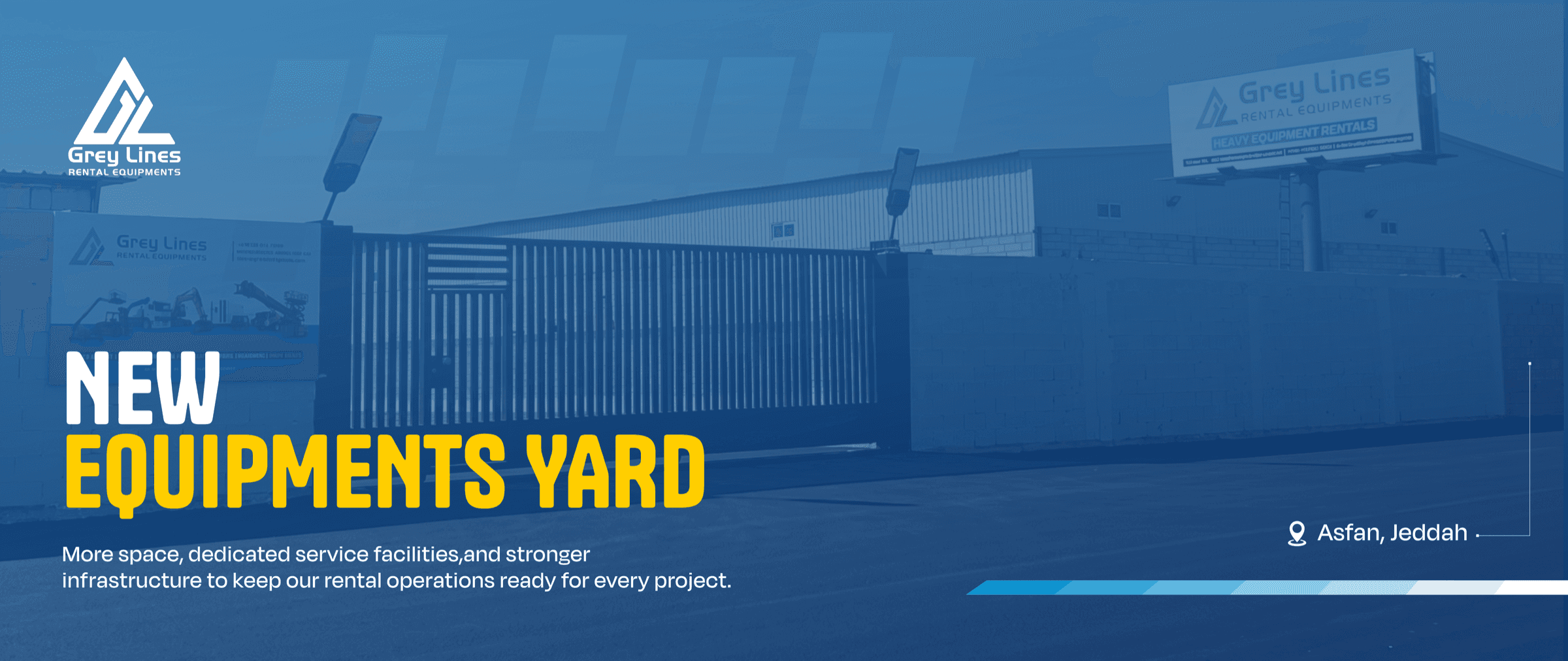 New Grey Lines Rental Equipments yard in Asfan, Jeddah